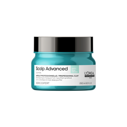 L'Oreal Professionnel Scalp Advanced глубоко очищающий шампунь-маска 2-в-1 для кожи головы, склонной к жирности, 250 мл .