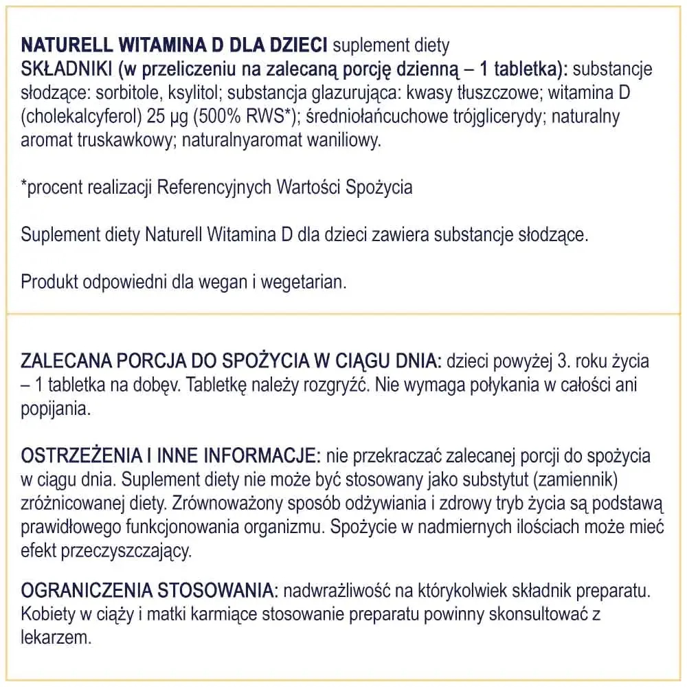 Naturell витамин D для детей - 180 таблеток