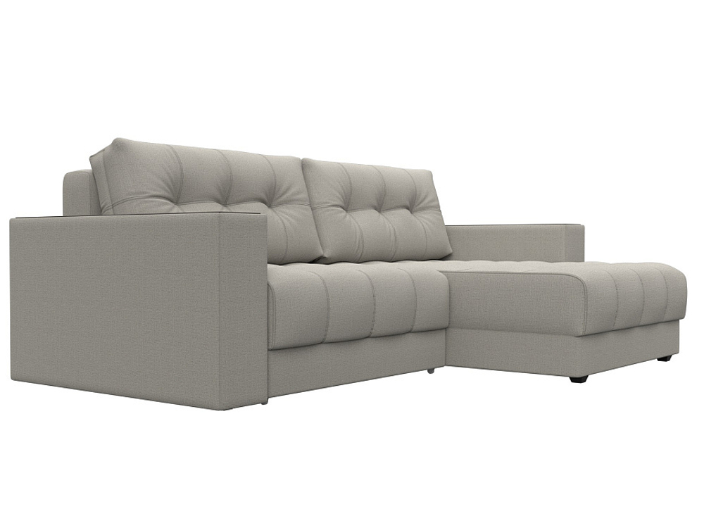 Диван угловой с декором Лига-049 НПБ, Амур 02 РОГОЖКА бежевый