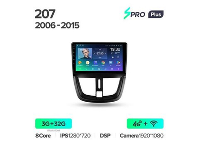 Магнитола Teyes SPRO Plus 3-32 Peugeot 207 2006 — 2015 9.0"
