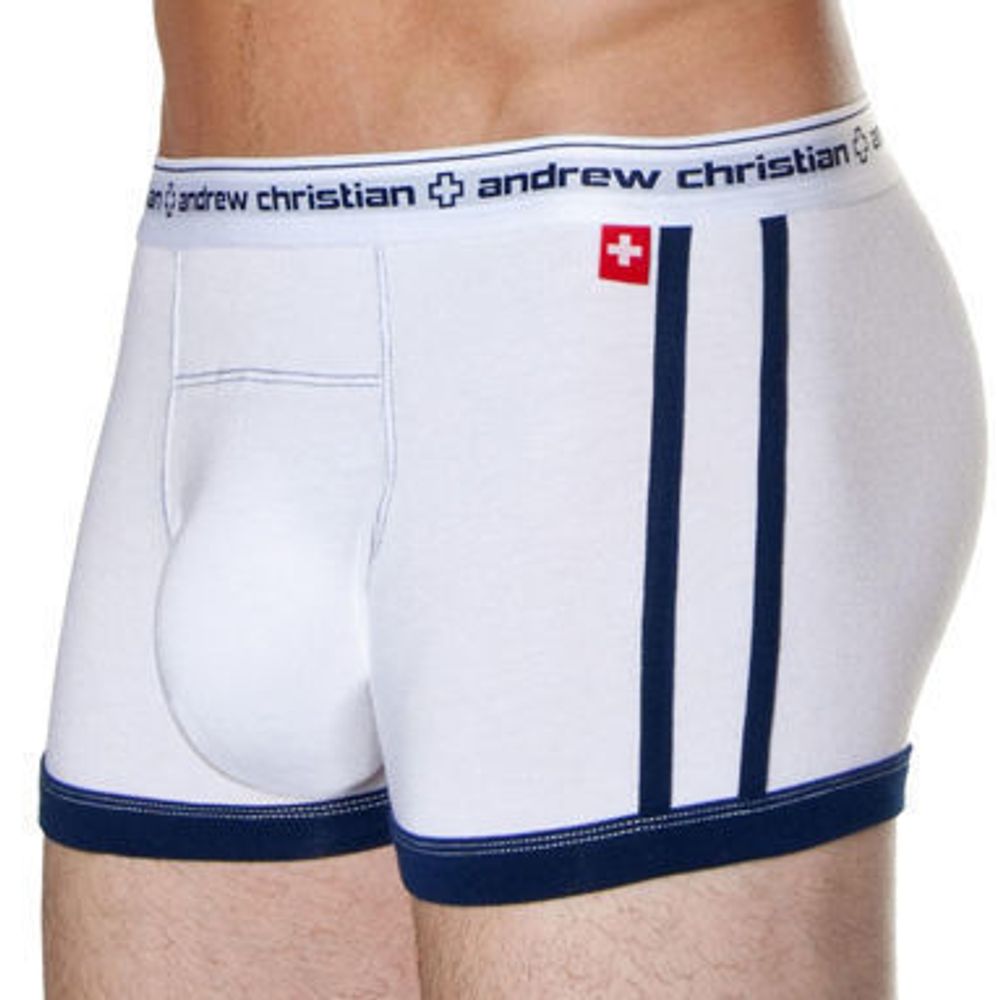 Мужские трусы хипсы Andrew Christian White Almost Naked Hip Boxer  ART785