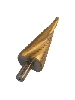 Сверло ступенчатое спиральное по металлу TiN с трёхгранным хвостовиком 4-32 мм VIRA