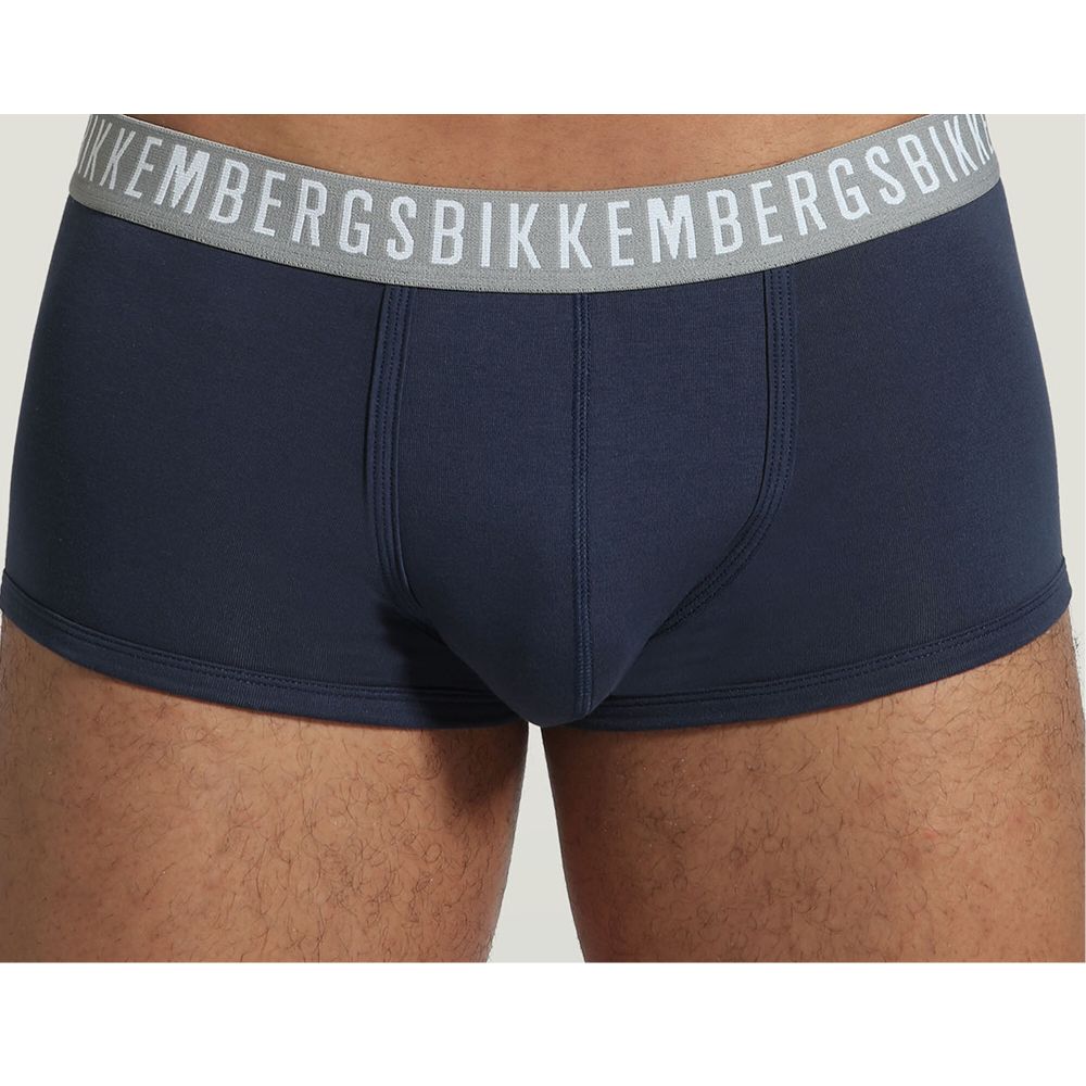 Мужские трусы хипсы синие набор 3 в 1 Bikkembergs CLASSIC BKK1UTR02TR