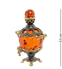 Народные промыслы AM-2182 Фигурка «Самовар расписной» (латунь, янтарь)