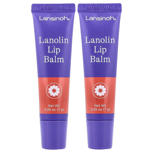 Lansinoh, бальзам для губ с ланолином, 2 шт. в упаковке, 7 г (0,25 унции)