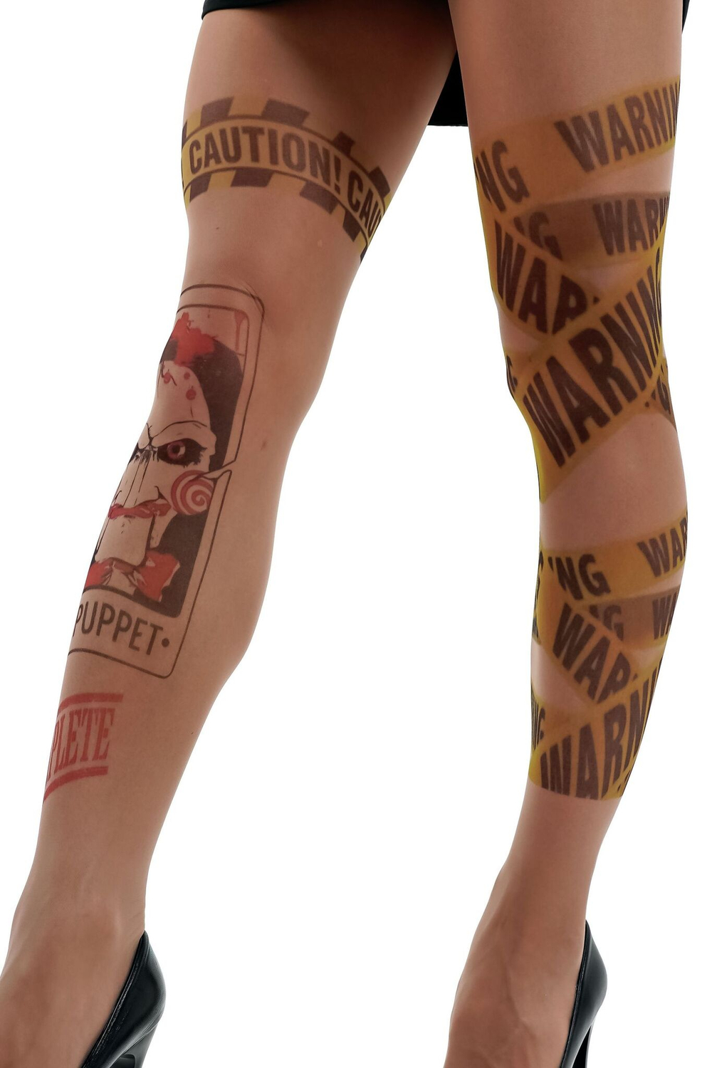 Колготки +size с принтом в виде куклы Билли (Размер: XL-XXL-XXXL) (Цвет: бежевый)