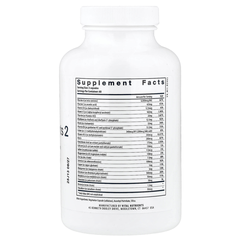 Vital Nutrients, Мульти питательные вещества цитрат / малат (с медью и без железа), 180 вегетарианских капсул