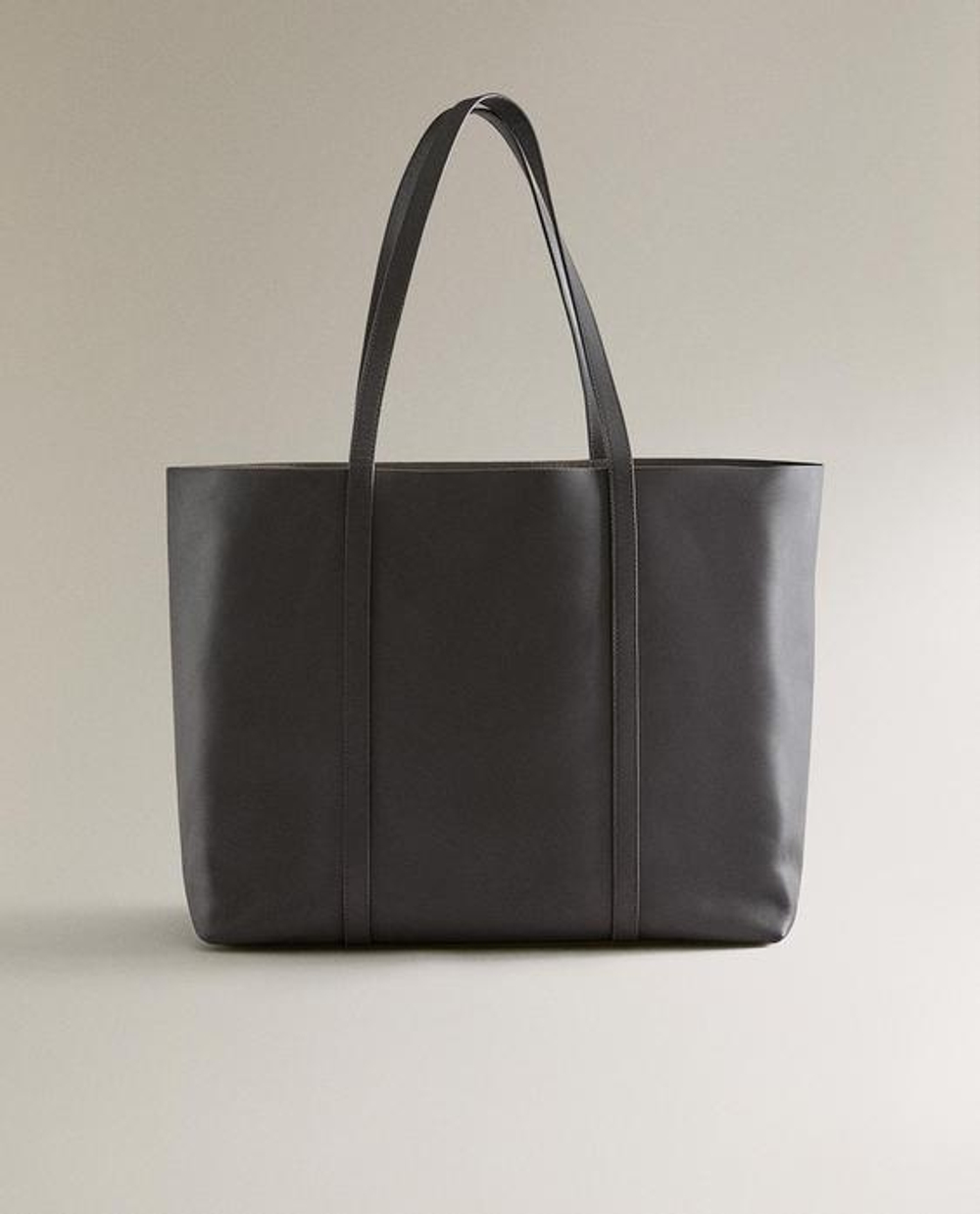 ZARA HOME КОЖАНАЯ СУМКА-ШОППЕР, ШОКОЛАДНЫЙ