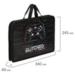 Папка на молнии с ручками ЮНЛАНДИЯ А4, 1 отделение, пластик, ширина 40 мм, "Glitched", 270948