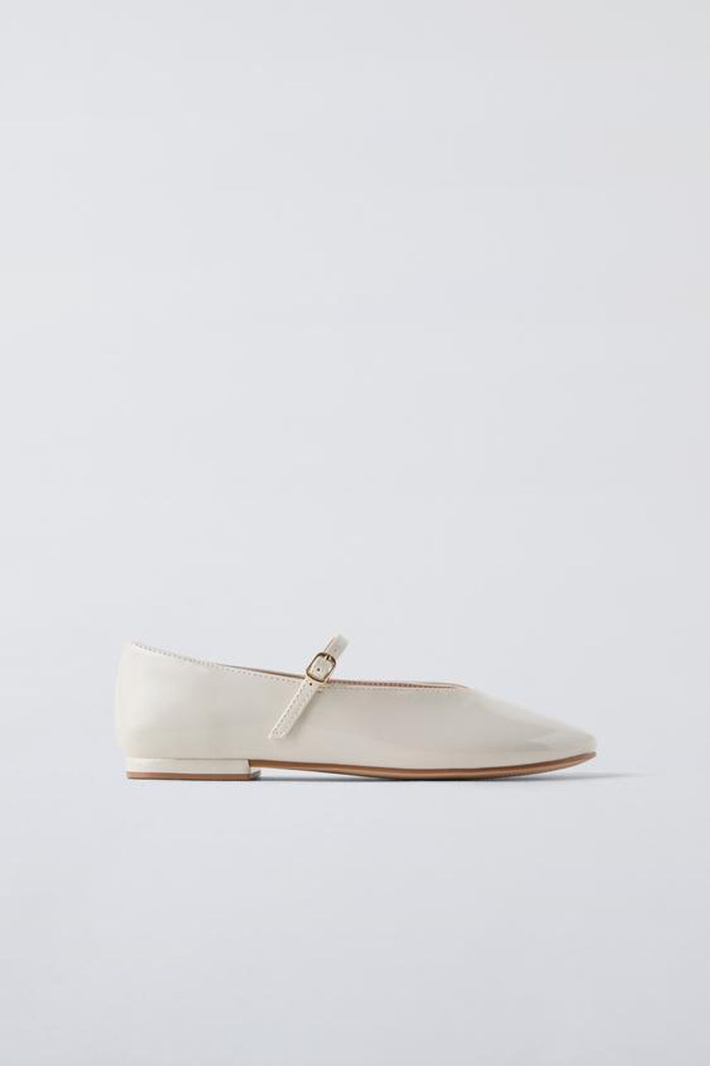 ZARA ЛАКИРОВАННЫЕ БАЛЕТКИ, ЭКРЮ