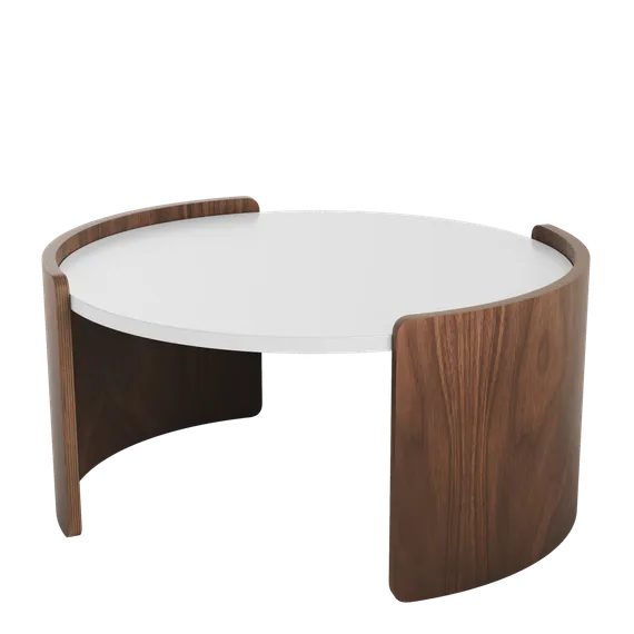 Столик Lagom D 65 см высота 32 см (белый, орех)