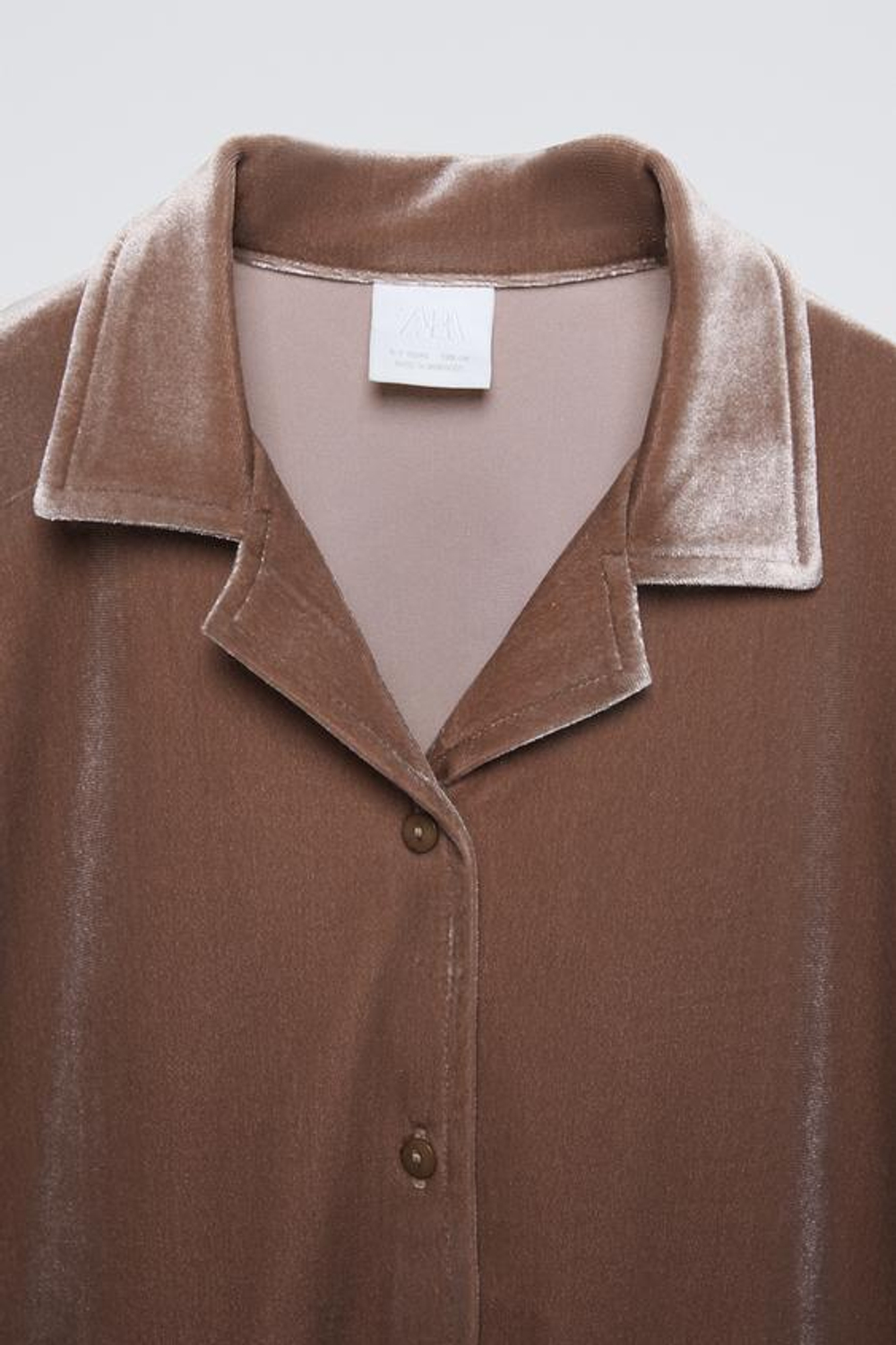ZARA БАРХАТНАЯ РУБАШКА, БЕЖЕВЫЙ