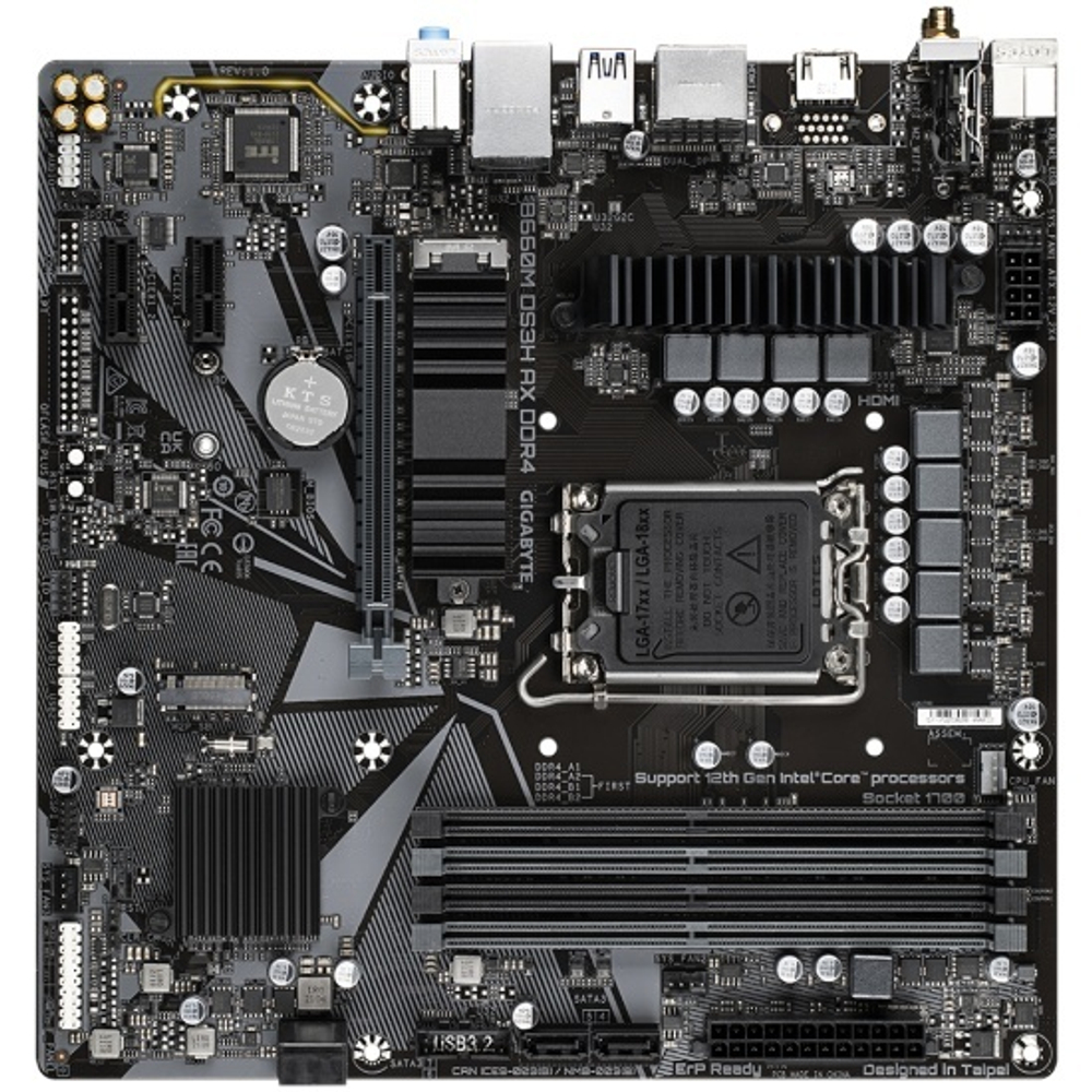 Материнская плата Gigabyte B660M DS3H AX DDR4 Soc-1700 Intel B660 4xDDR4 mATX AC`97 8ch(7.1) GbLAN RAID+HDMI+DP
