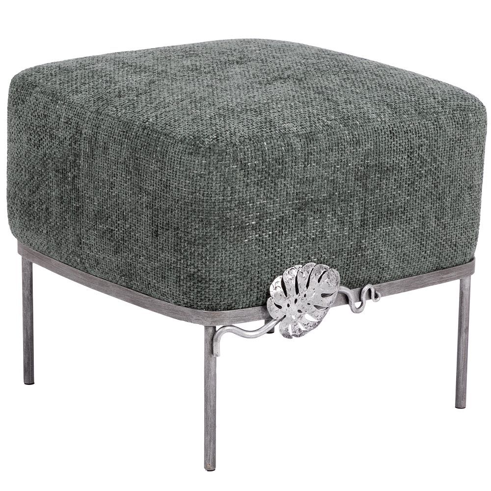 Банкетка Monstera Deliciosa (Монстера) Квадро Лазурный Античное серебро