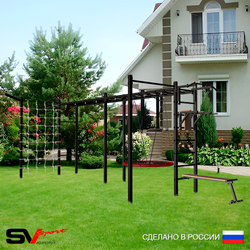 Уличная шведская стенка Sv Sport рукоход х 2 с комплектом турник прямой 2шт У52577.2 (Турник/Брусья/Скамья/Гнездо 115см/Кронш бокс/Сетка)