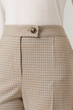 31091 Брюки женские (бежево-оливковый клетка)