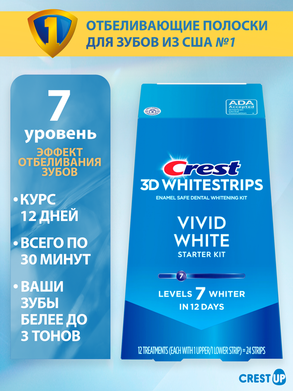 Отбеливающие полоски для зубов Crest 3D Whitestrips Vivid White