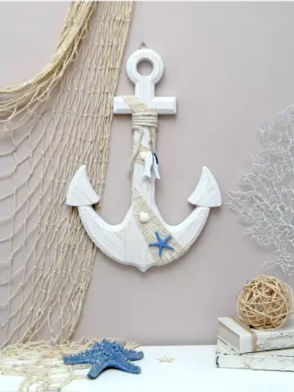 Декор на стену для интерьера "Якорь с канатом"