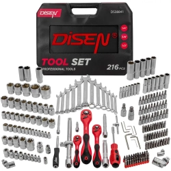 Набор инструментов 216 пр.1/4'',3/8'',1/2''(6гр.)(4-32мм) DISEN DS38841
