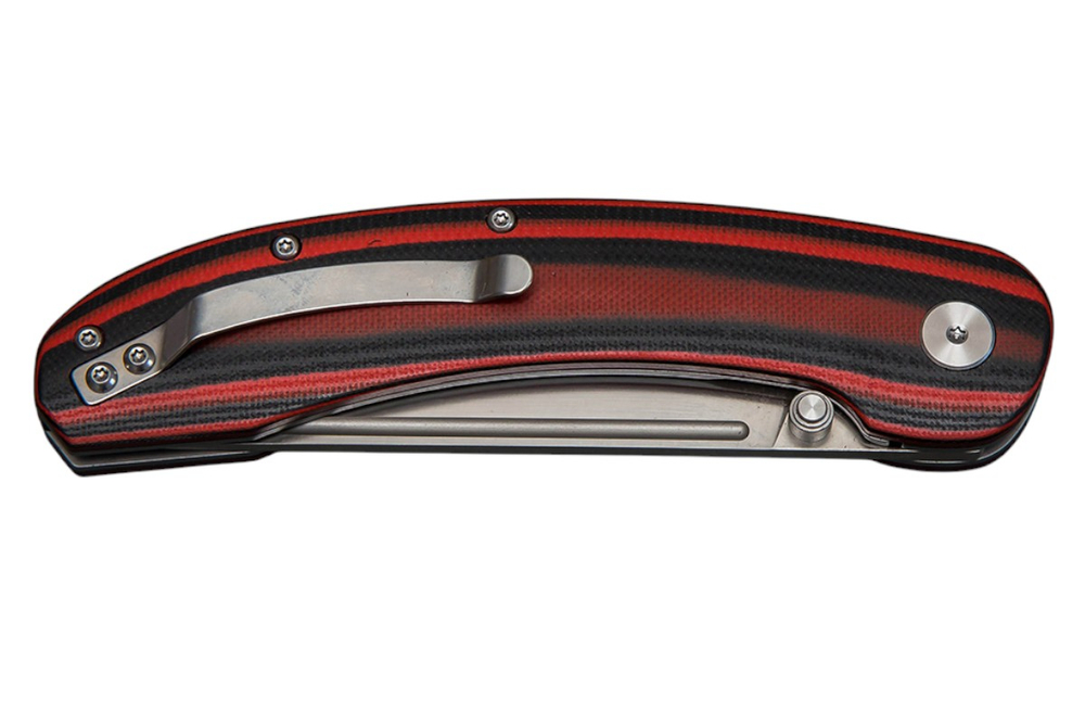 Нож складной Кузница Семина "Тунгус", сталь AUS10, рукоять G10 черно-красная