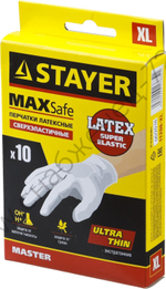 STAYER р.XL, экстратонкие, 10 шт., латексные перчатки (11206-XL)