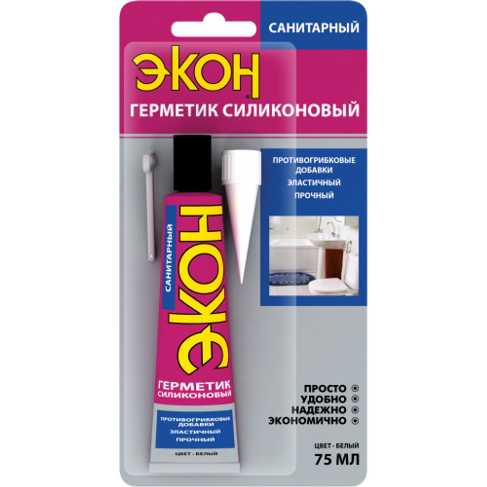 Герметик Экон 3002430 силиконовый санитарный белый 70 мл. на БЛ-1