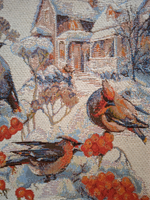 Декоративный гобеленовый чехол для интерьерной подушки Свиристель усадьба 38*38