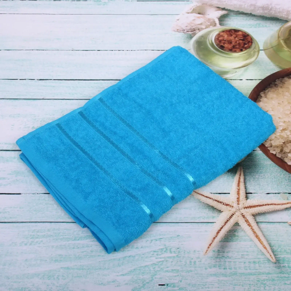 Полотенце махровое 70*140см «LUNA» цвет голубой 06000 плотность 360гр/м2 с петелькой-подвесом