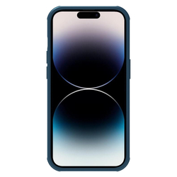 Чехол синего цвета от Nillkin c поддержкой беспроводной зарядки MagSafe для iPhone 14 Pro, серия Super Frosted Shield Pro Magnetic