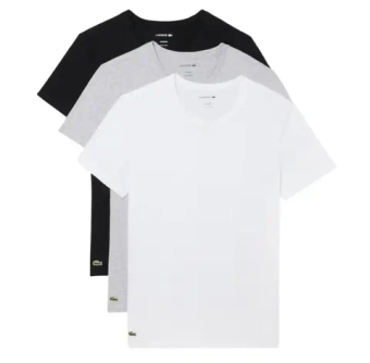 Мужская теннисная футболка Lacoste Slim Fit Loungewear 3-Pack - white/grey/black