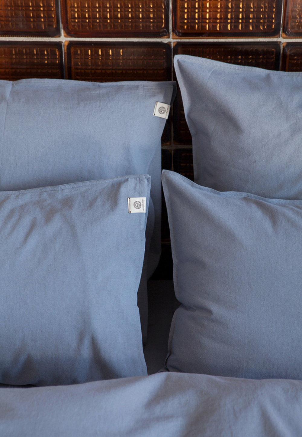 Постельное белье семейное Luxberry коллекция Лен и Хлопок голубое