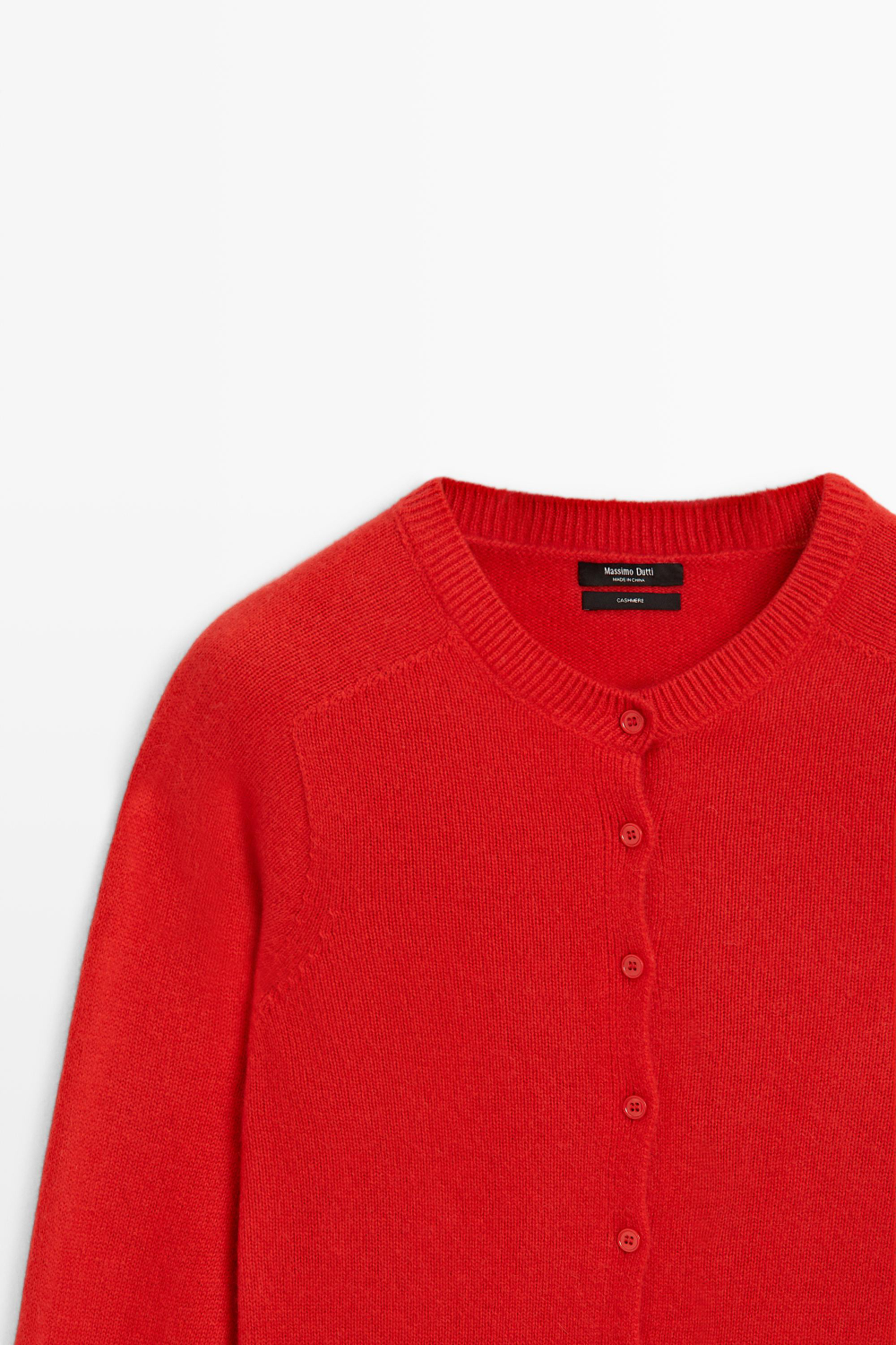 Massimo Dutti Укороченный кардиган из 100% кашемира, красный