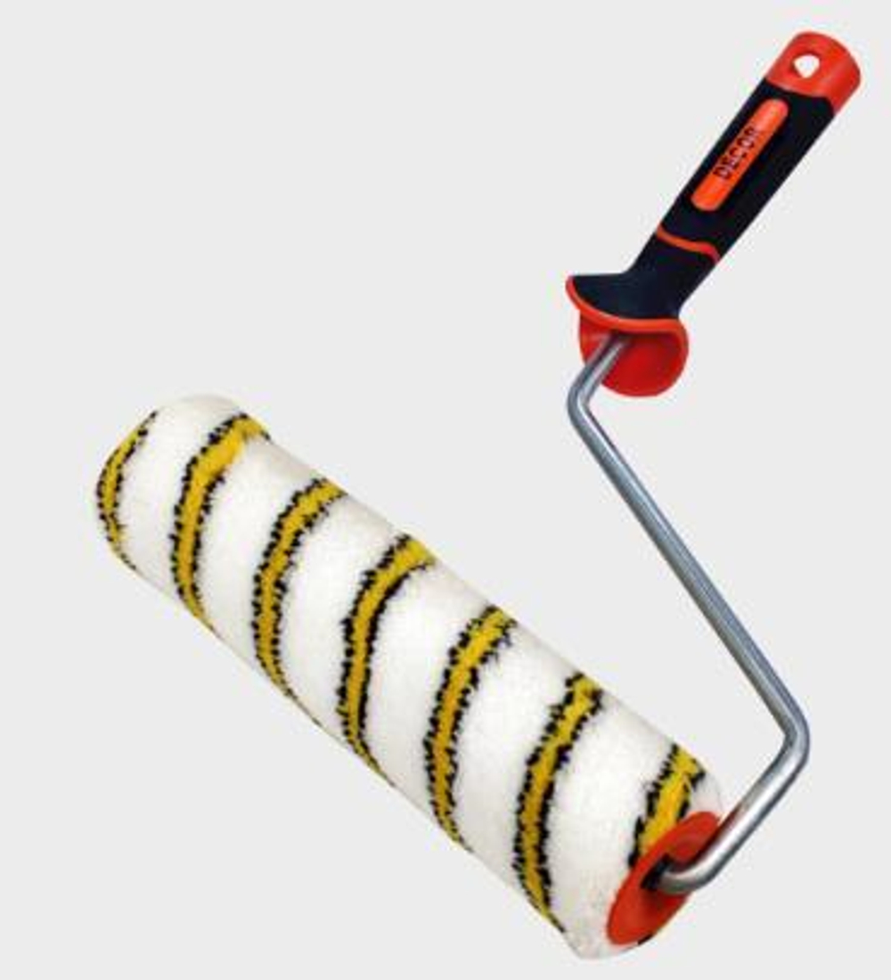 Валик Полиамид  250мм, d50мм,  d8мм, ворс 13мм,  2К  ПРЕМИУМ Белый с желто-чёрн пол. PROFI /550-6250