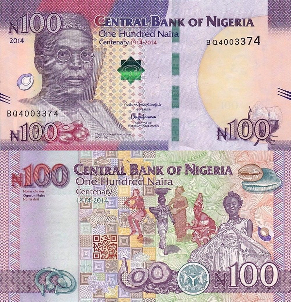 Нигерия 100 найра 2014-2024 Вождь Обафеми Самовольно UNC