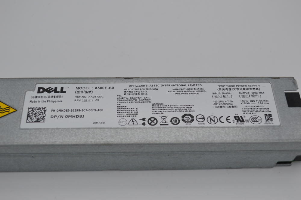 Блок питания для Dell R410 500W 0MHD8J