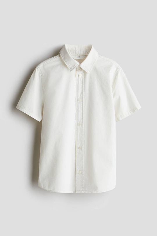 H&M Рубашка из хлопка с коротким рукавом, белый