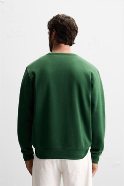 ZARA БАЗОВАЯ ТОЛСТОВКА С КРУГЛЫМ ВЫРЕЗОМ, ЗЕЛЕНЫЙ