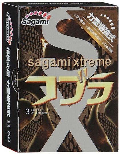 Sagami Xtreme Cobra - Презервативы латексные, супероблегающие 3шт.