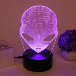 Светильник ночник «3D-Пришелец» на пластиковой подставке, с включателем USB