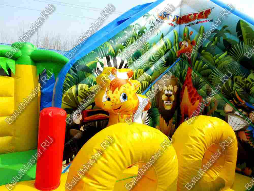 Коммерческий надувной батут "Джунгли малый со скалодромом"