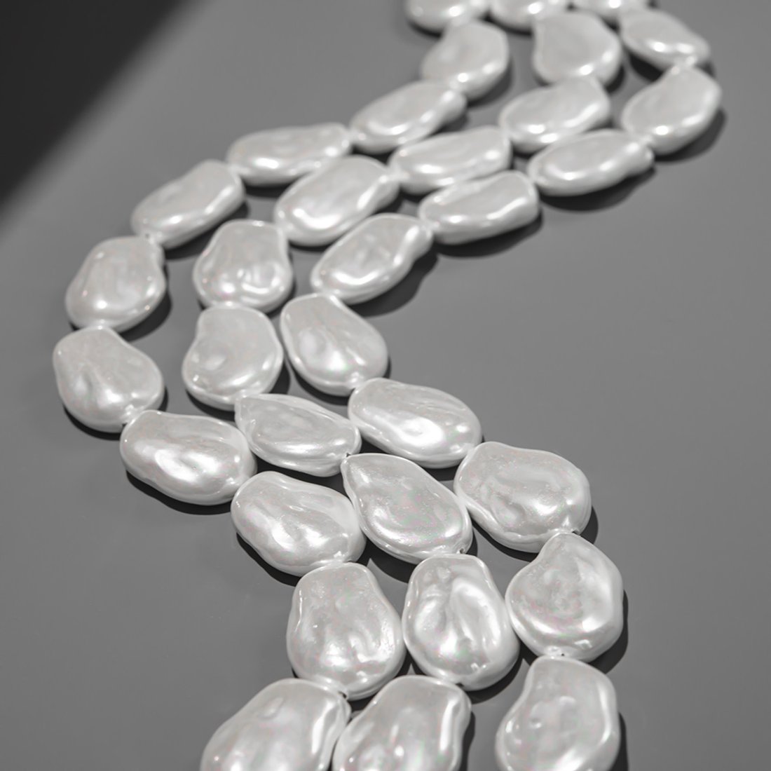 Хрустальный жемчуг в форме вытянутой монетки, белый, 24*17мм