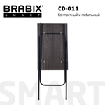 Стол BRABIX "Smart CD-011", 600х380х705, ЛОФТ, складной, металл/ЛДСП ясень, каркас черный, 641879