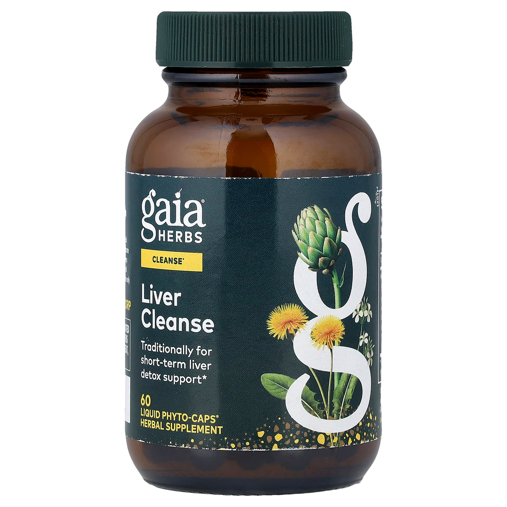Gaia Herbs, Liver Cleanse, средство для очищения печени, 60 капсул с фитокапсулами