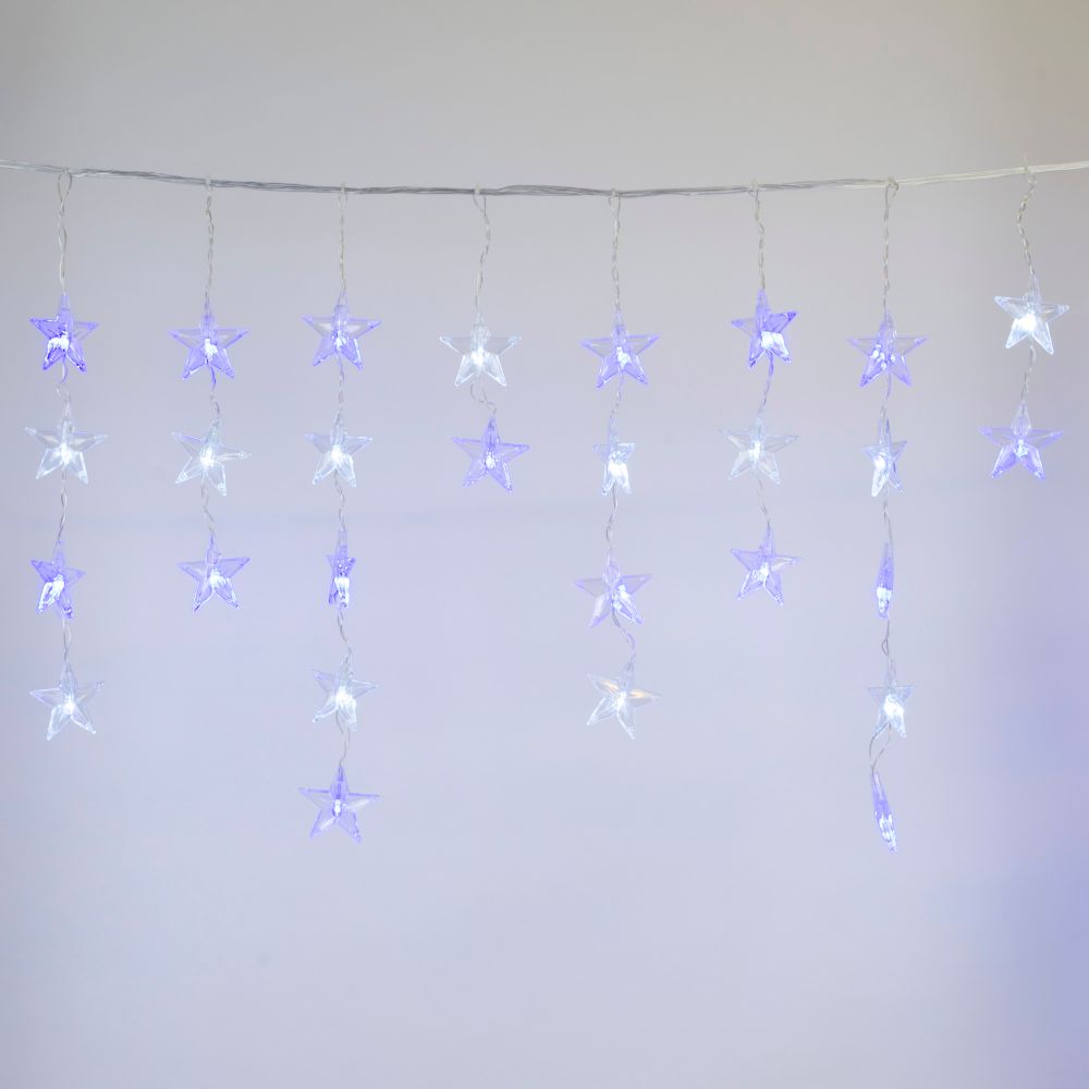 ULD-E5505-196-DTK WHITE-BLUE IP20 STARS-1 Занавес светодиодный фигурный Звёздочки-1. 5.5х 0.5м. 56 подвесов. 196 светодиодов. Белый и синий свет. Провод прозрачный. TM Uniel.