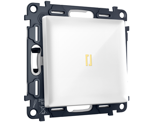 MA102030 Комплект механизма 1-кл проходного выключателя с подсветкой 3200K ALFA Белый глянец QUANT (AP1020, VM105, G22Y)