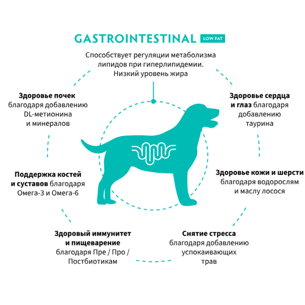Корм для собак GRANDORF VETERINARY DIET Dog GASTROINTESTINAL LOW FAT диетический способствующий регуляции метаболизма липидов при гиперлипидемии 3кг