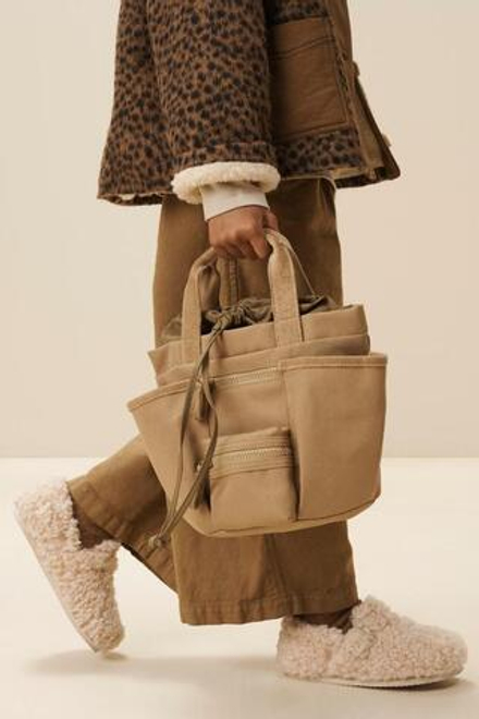 ZARA ХЛОПКОВАЯ МИНИ-СУМКА, ЗЕЛЕНЫЙ