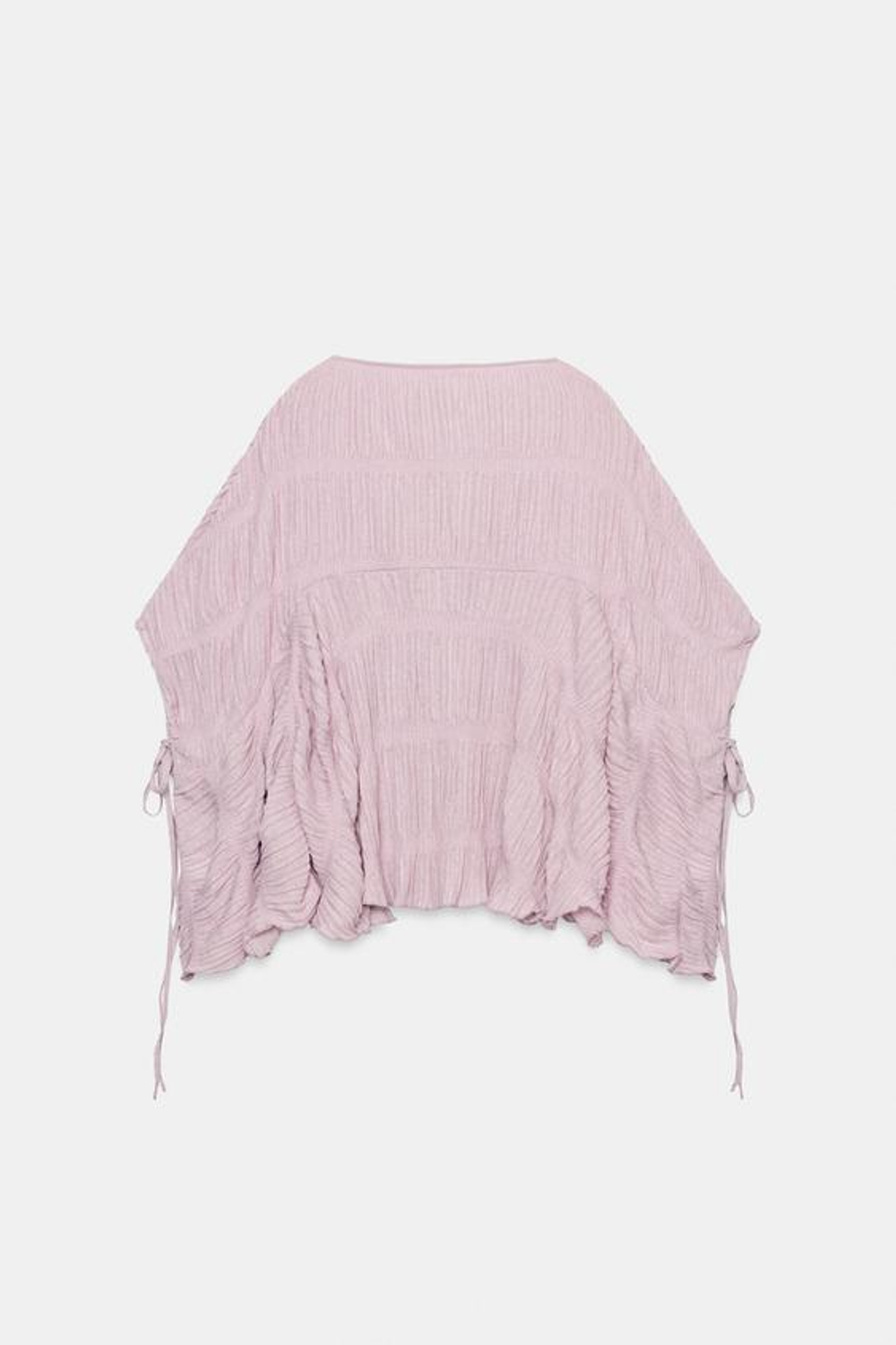 ZARA ФАКТУРНЫЙ ТОП С РУКАВАМИ-НАКИДКАМИ, СИРЕНЕВЫЙ