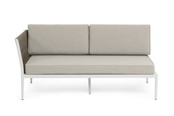 "Касабланка" правый модуль плетеный из роупа, каркас алюминий светло-серый (RAL7035) муар, роуп серо-коричневый 23мм, ткань бежевая 15052