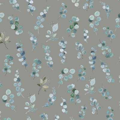 Акварельные веточки эвкалипта на темном фоне